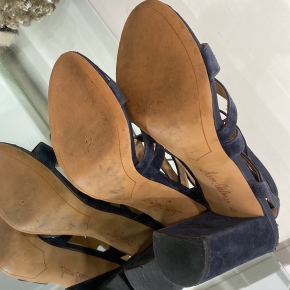 Sam Edelman Lace Up Yardley Suede Leather Navy Blue High Heel Sandals 8.5 US - Picture 10 of 11